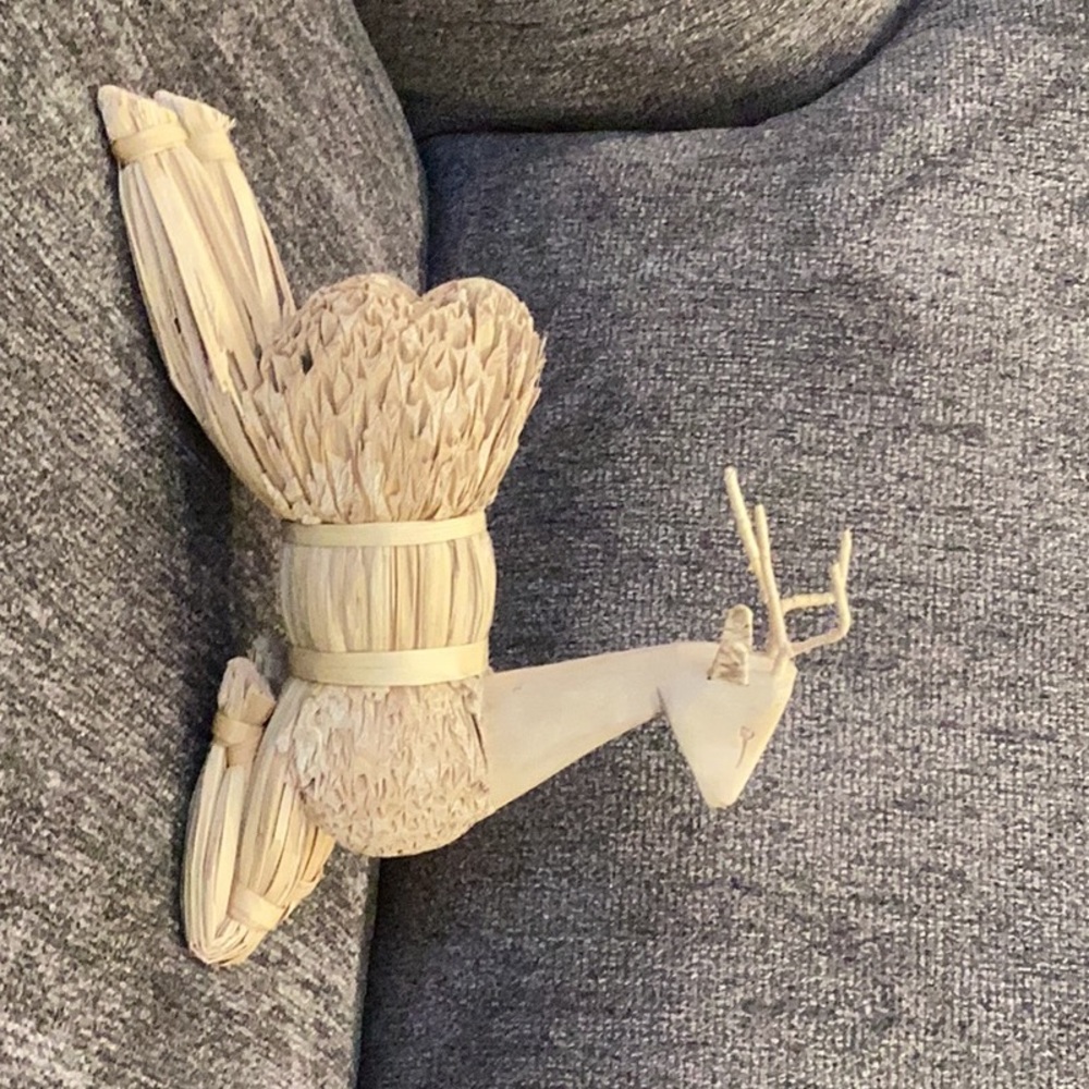 Corn husk & wooden Deer.